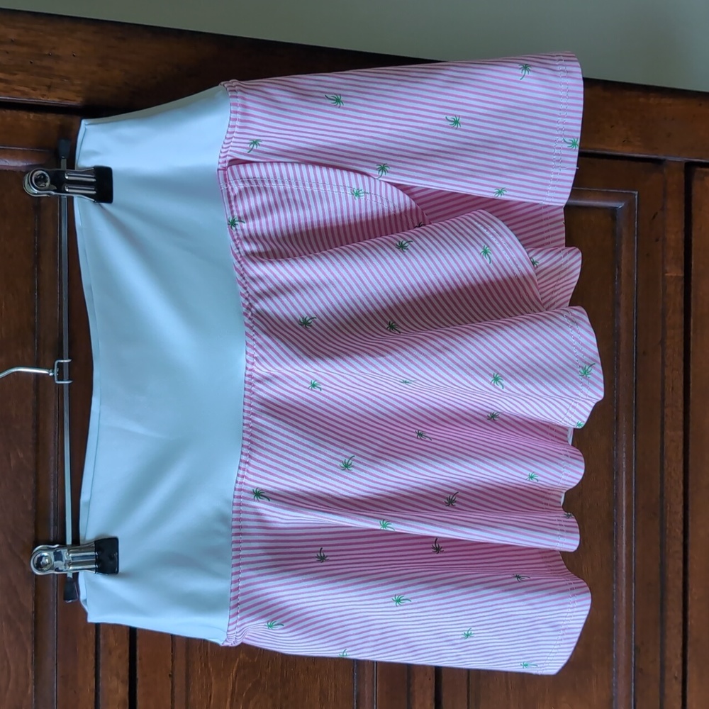 Faye + Florie tennis skirt, medium, pink & white stripe.  Used, great condition